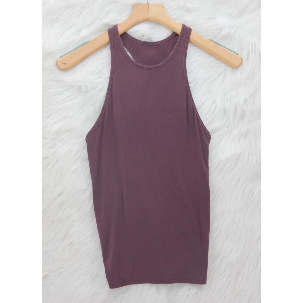 Lululemon Athletica Deep Stretch Racerback Tank Top Women's 2 Maroon Ruched Back